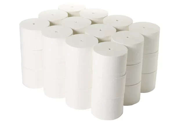 2Work Coreless Toilet Rolls 95mm x 96m 800 sheets White (36 Pack)