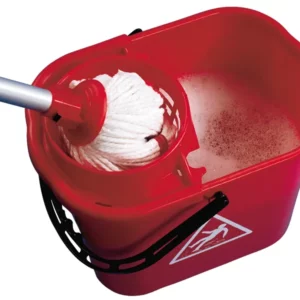 Red Plastic Mop Bucket with Wringer 15lt