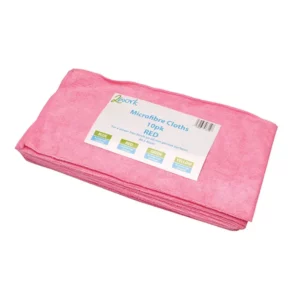2Work Red 400 x 400mm Microfibre Cloth (10 Pack) 