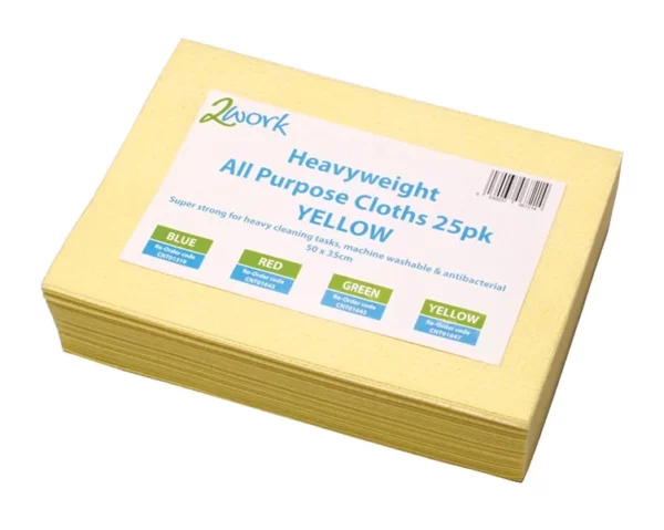 2Work Heavyweight Cloth Yellow (25 Pack)