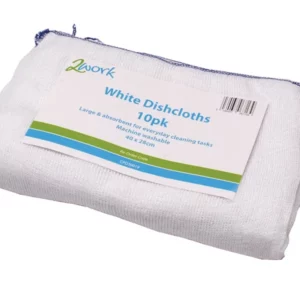 2Work White Dishcloth 300 x 400mm White (10 Pack)