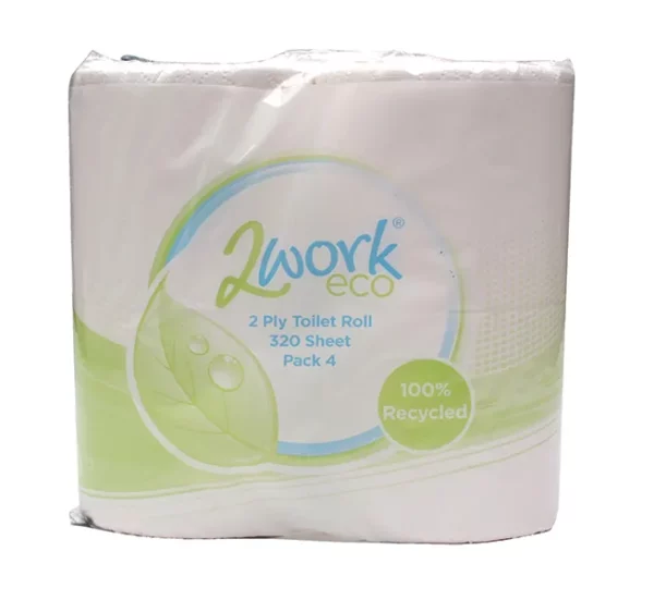 2Work White 2 Ply Toilet Roll 320 Sheets (36 Pack)